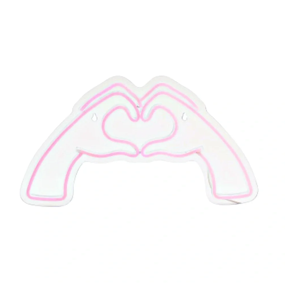 LED Heart Hands Neon Wall Sign - Picture 5 of 5